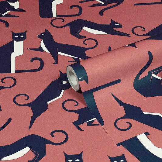 Geo Cat Wallpaper - Pink - Furn - GEOCAT/WP1/PNKWallpaper199
