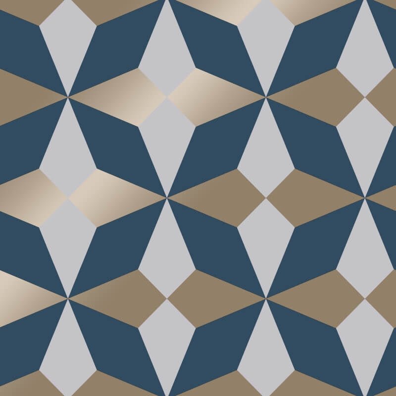 Geometric Metallic Wallpaper - Navy/Gold - Fine Décor - FD42548Wallpaper199