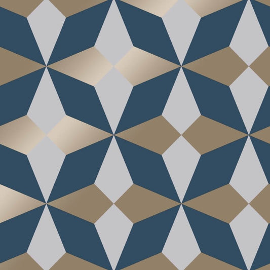 Geometric Metallic Wallpaper - Navy/Gold - Fine Décor - FD42548Wallpaper199