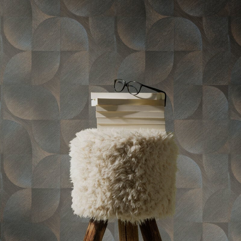 Geometric Tile Abstract Wallpaper - Black/Brown - Erismann - 10392 - 15Wallpaper199