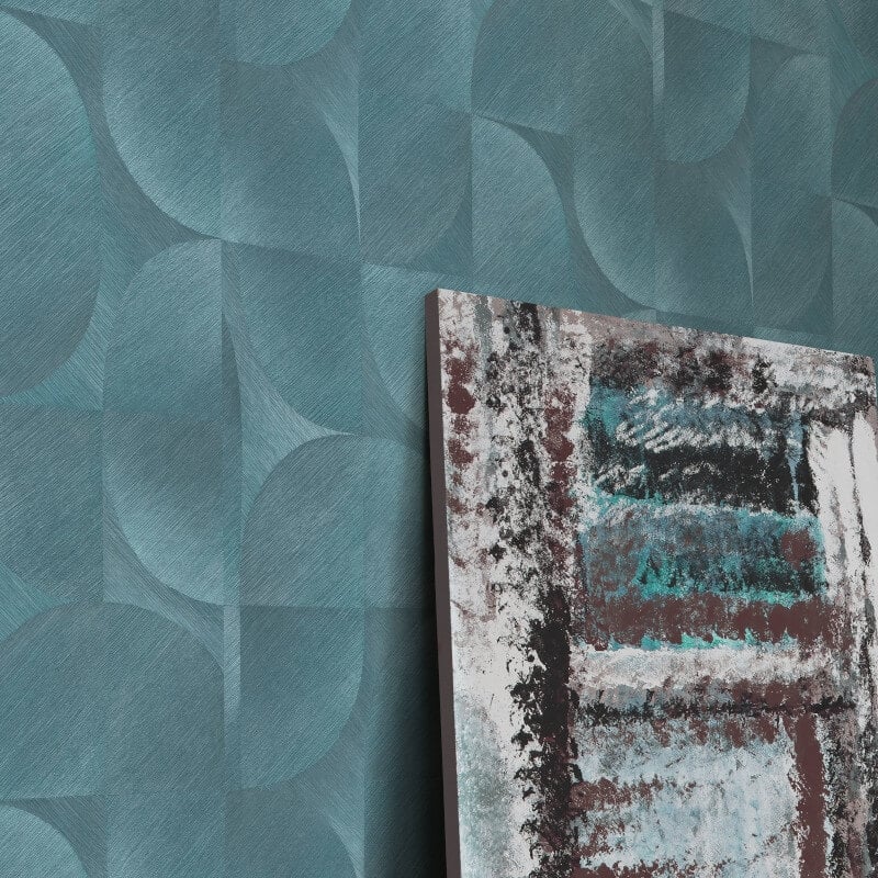Geometric Tile Abstract Wallpaper - Teal - Erismann - 10392 - 19Wallpaper199