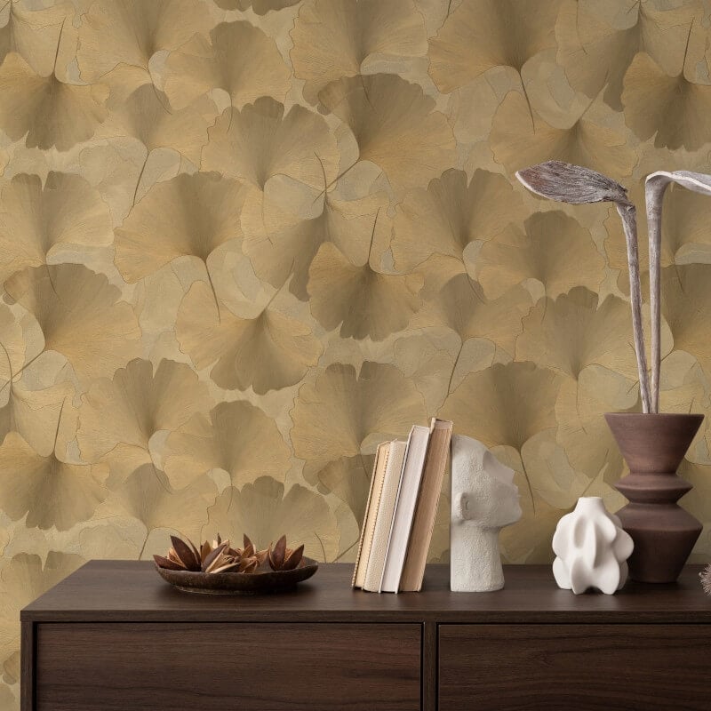 Ginko Dream Floral Metallic Wallpaper - Gold - Erismann - 10470 - 30Wallpaper199