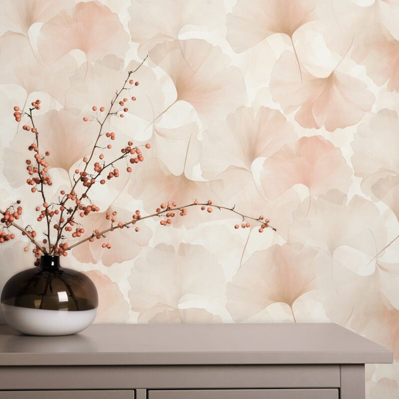 Ginko Dream Floral Metallic Wallpaper - Rose - Erismann - 10470 - 05Wallpaper199