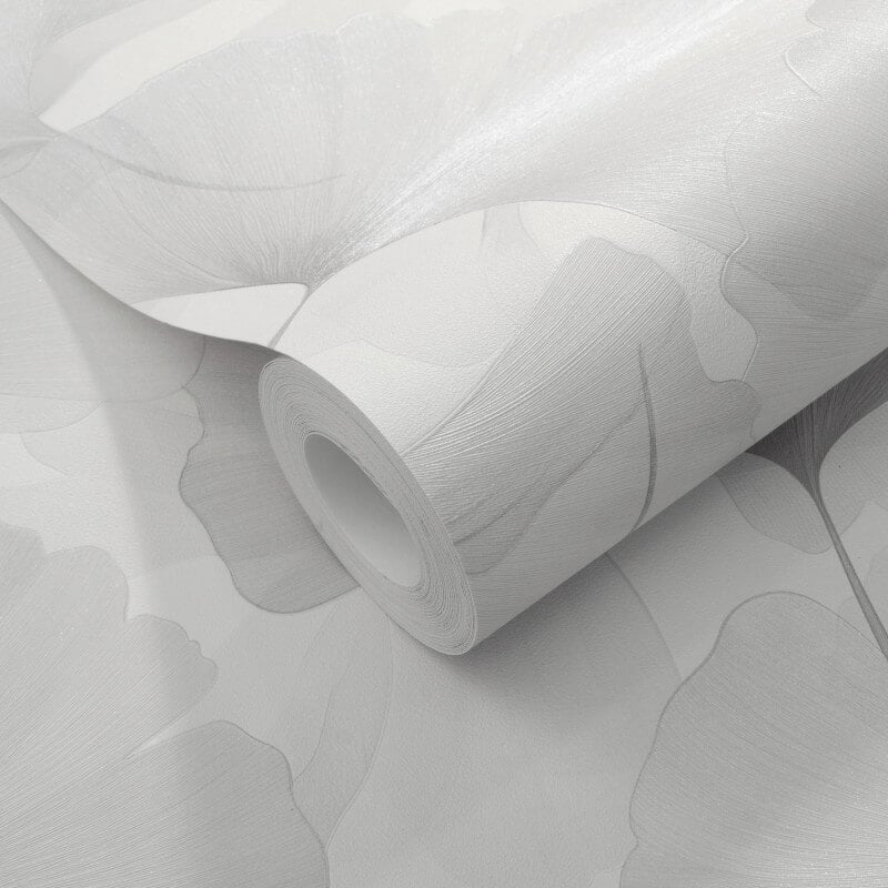Ginko Dream Floral Metallic Wallpaper - White/Grey - Erismann - 10470 - 31Wallpaper199