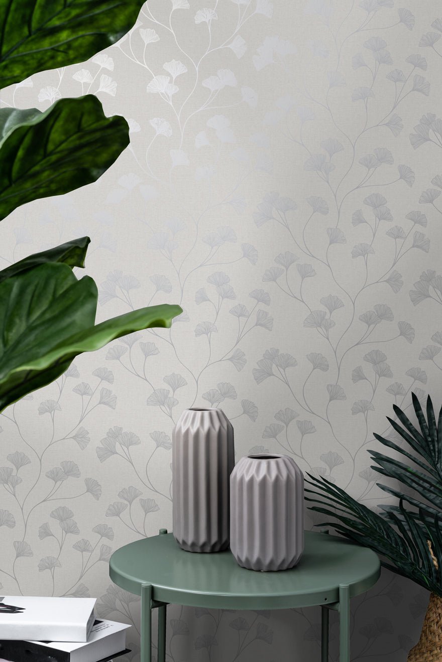 Glistening Ginkgo Wallpaper - Grey/Silver - Holden Décor - 12700Wallpaper199