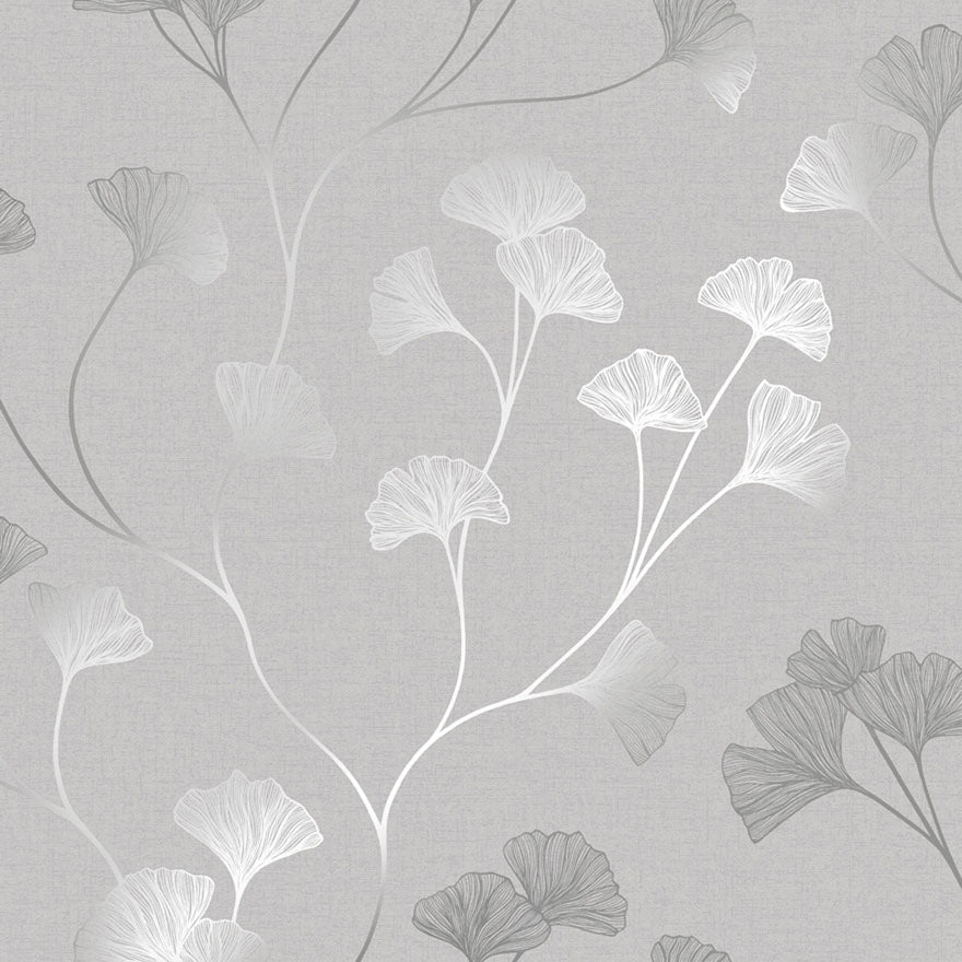 Glistening Ginkgo Wallpaper - Grey/Silver - Holden Décor - 12700Wallpaper199