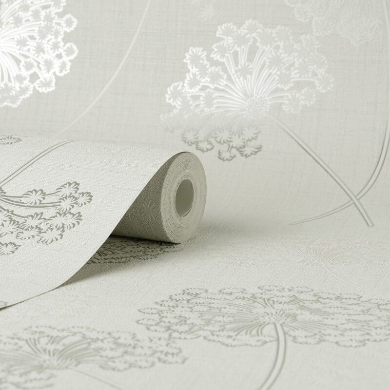 Grace Allium Flower Wallpaper - White/Silver - Fine Décor - FD43283Wallpaper199