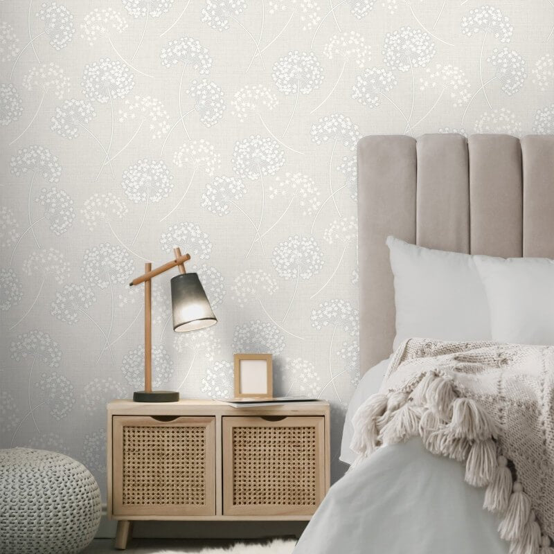 Grace Allium Flower Wallpaper - White/Silver - Fine Décor - FD43283Wallpaper199