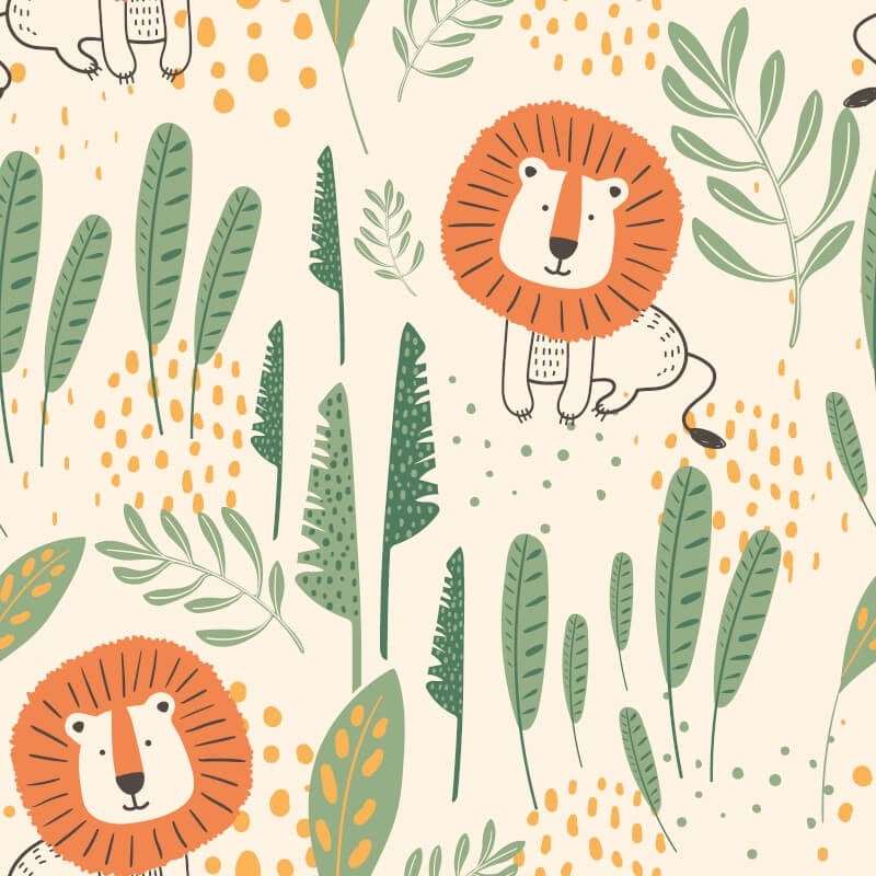 Happy Lion Wallpaper - Ginger - Hoopla Walls - HWA1313WWallpaper199