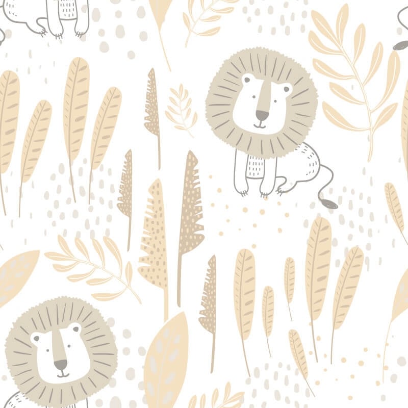 Happy Lion Wallpaper - Honey Mallow - Hoopla Walls - HWA1312WWallpaper199