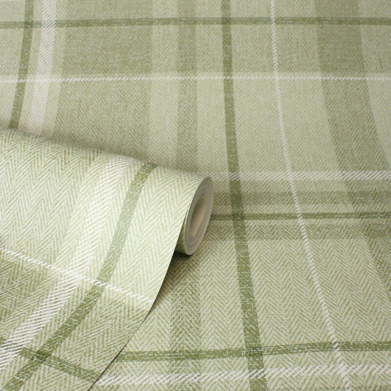 Harris Check Wallpaper - Green - Crown - M1865Wallpaper199