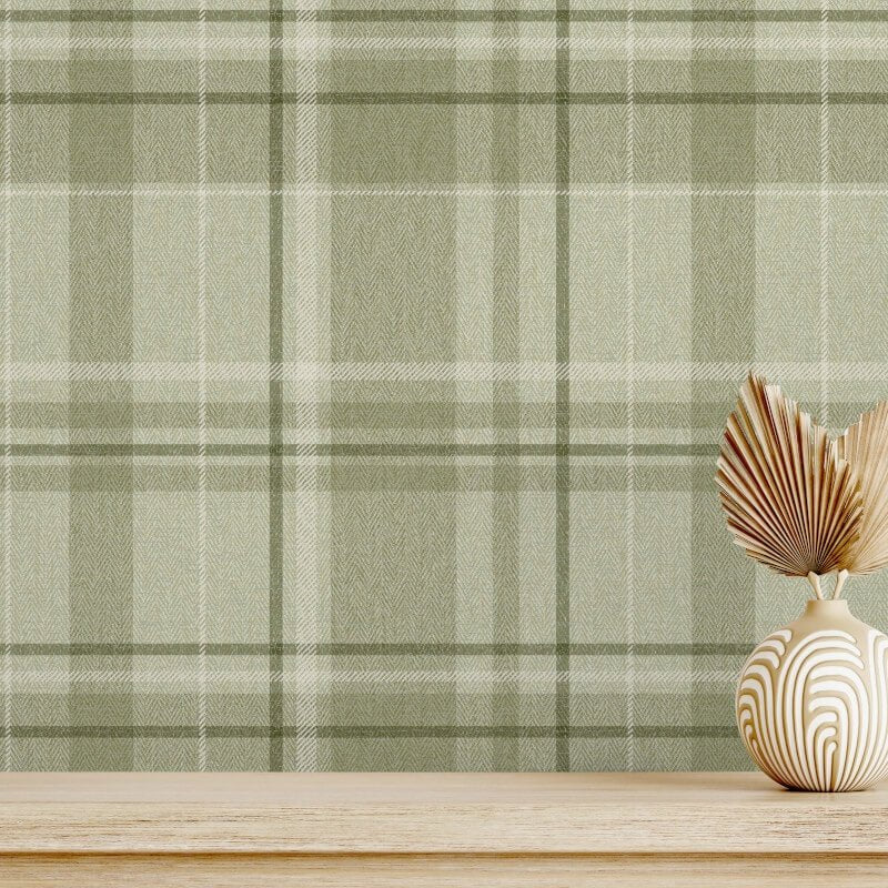 Harris Check Wallpaper - Green - Crown - M1865Wallpaper199