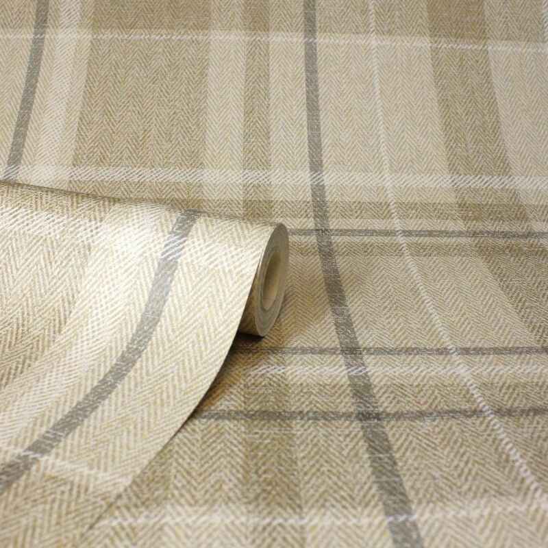 Harris Check Wallpaper - Natural - Crown - M1868Wallpaper199