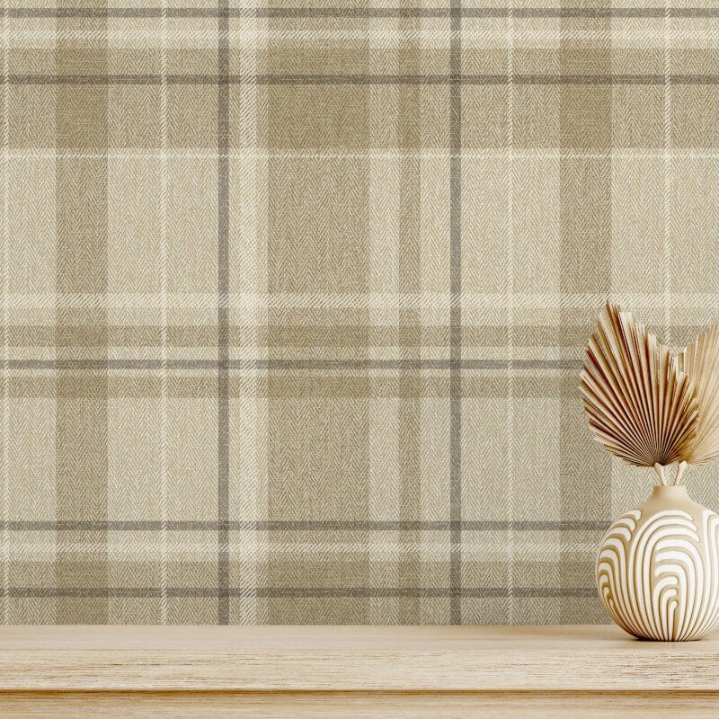 Harris Check Wallpaper - Natural - Crown - M1868Wallpaper199