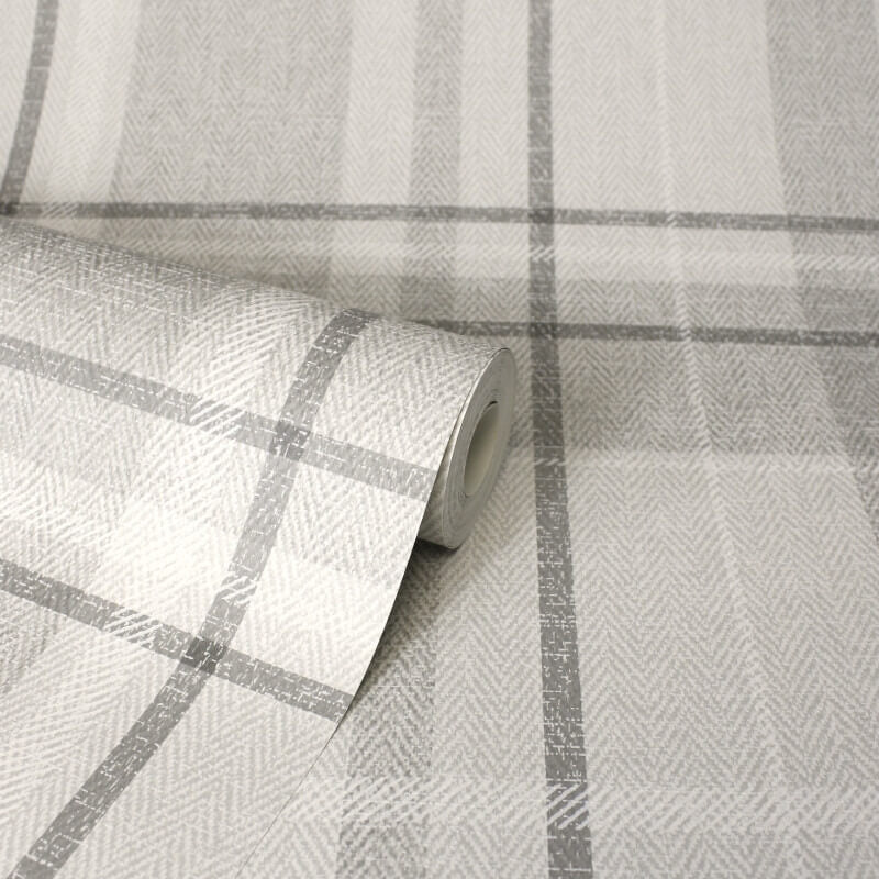 Harris Check Wallpaper - Soft Grey - Crown - M1871Wallpaper199