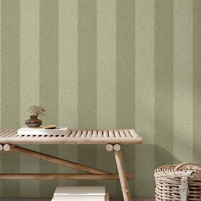 Harris Stripe Wallpaper - Green - Crown - M1866Wallpaper199