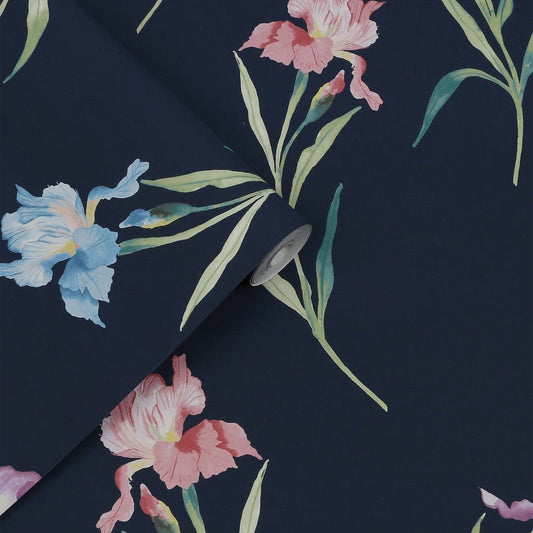 Hawling Irises Wallpaper - Midnight Seaspray - Laura Ashley - 127399Wallpaper199