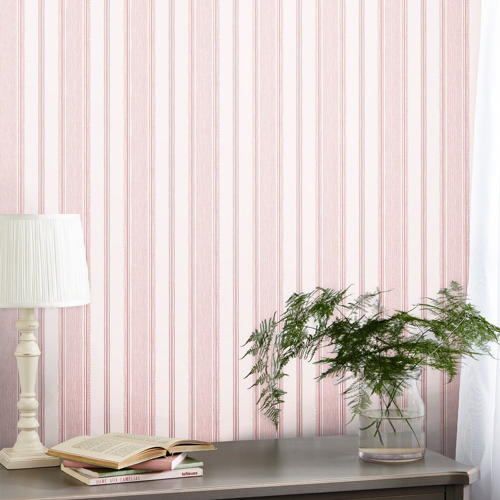 Heacham Stripe Wallpaper - Blush - Laura Ashley - 115270Wallpaper199