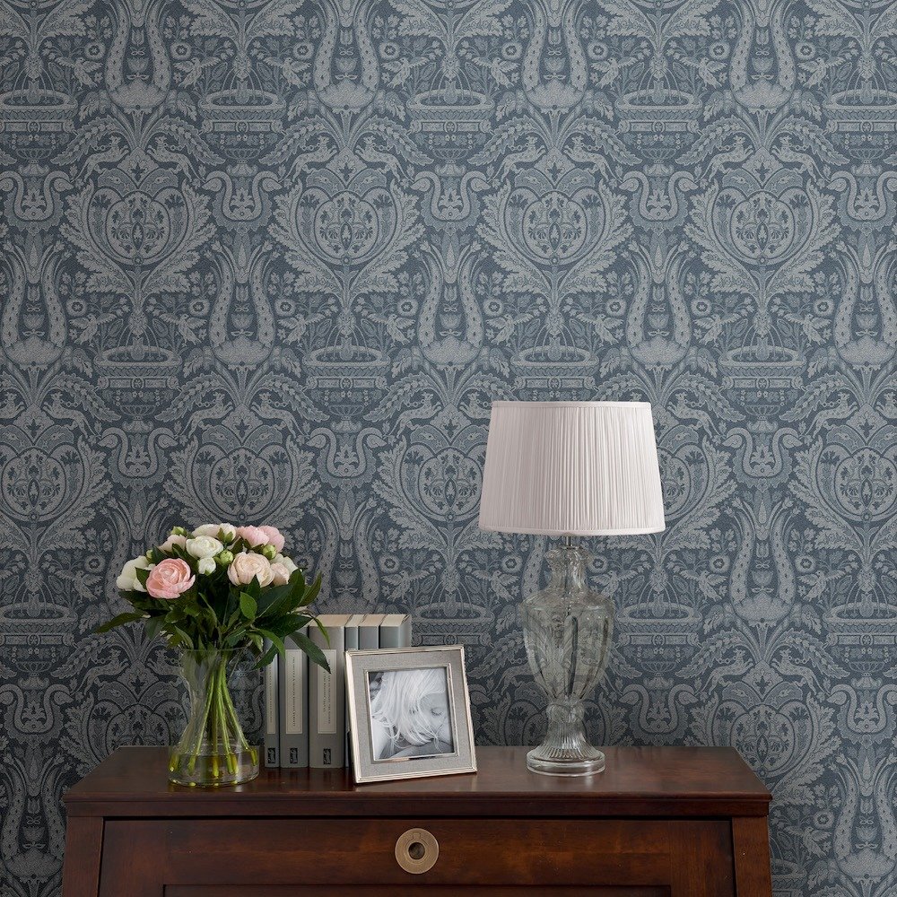 Heraldic Damask Wallpaper - Dusky Seaspray - Laura Ashley - 113409Wallpaper199
