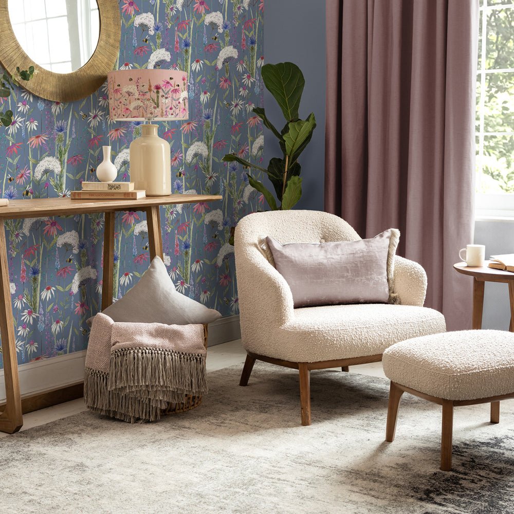 Hermione Wallpaper - Indigo - Voyage Maison - HERMION/WPO/INDWallpaper199