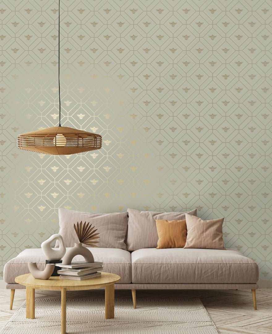 Honeycomb Bee Wallpaper - Green - Holden Décor - 13080Wallpaper199
