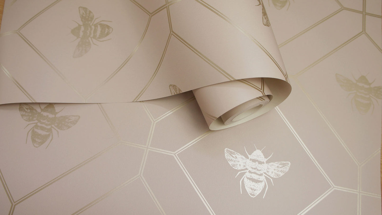 Honeycomb Bee Wallpaper - Pink - Holden Décor - 13083Wallpaper199
