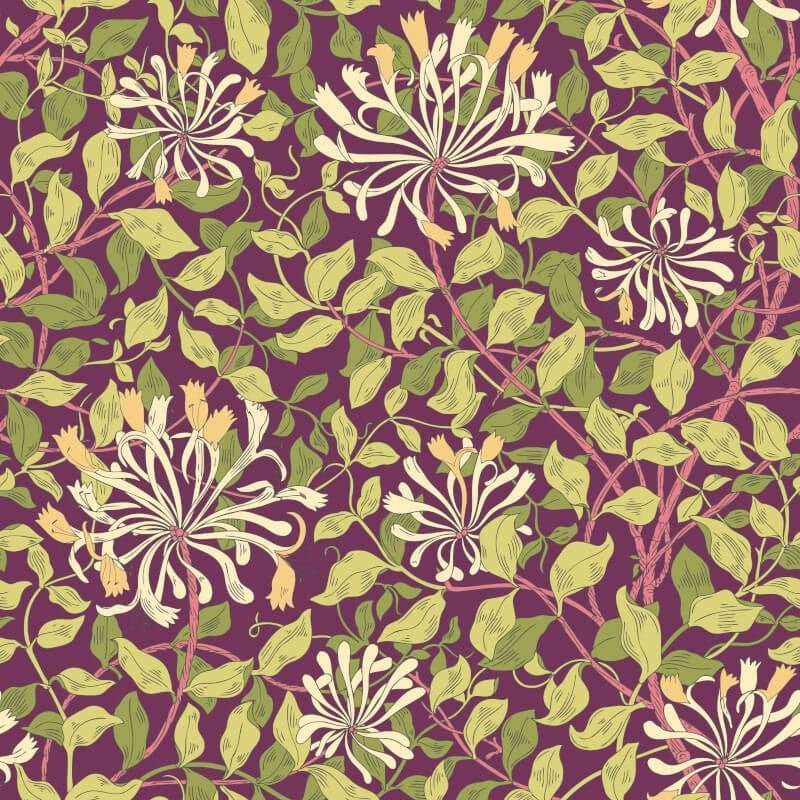 Honeysuckle Leaf Trail Wallpaper - Aubergine - Hoopla Walls - HWA1084WWallpaper199