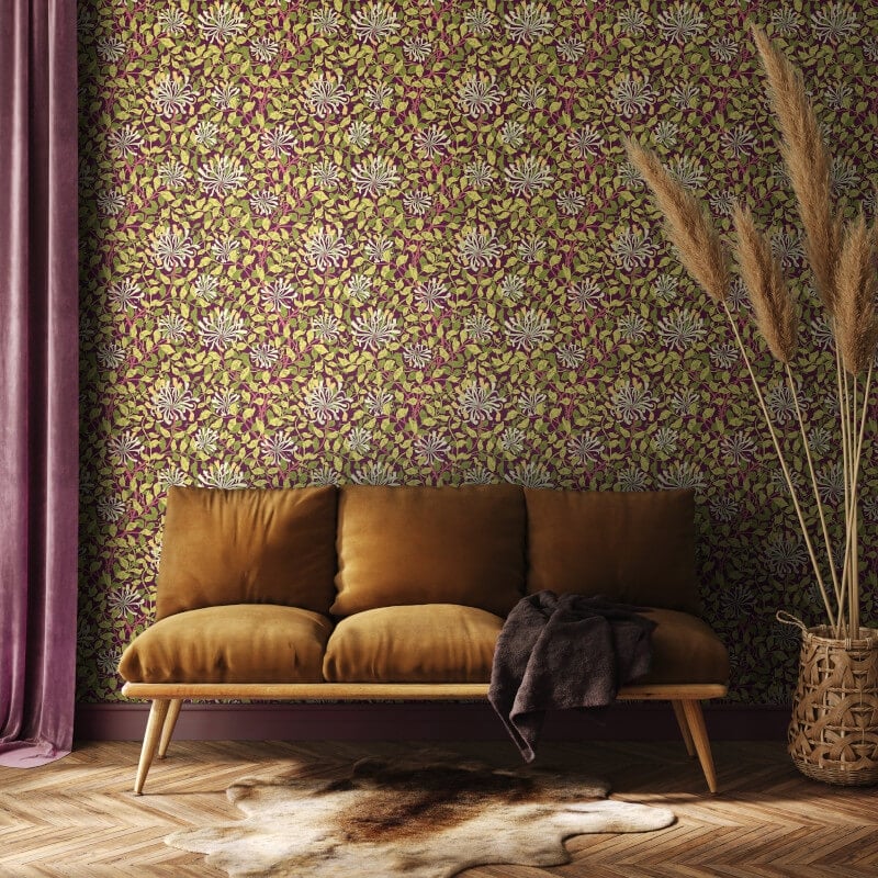 Honeysuckle Leaf Trail Wallpaper - Aubergine - Hoopla Walls - HWA1084WWallpaper199