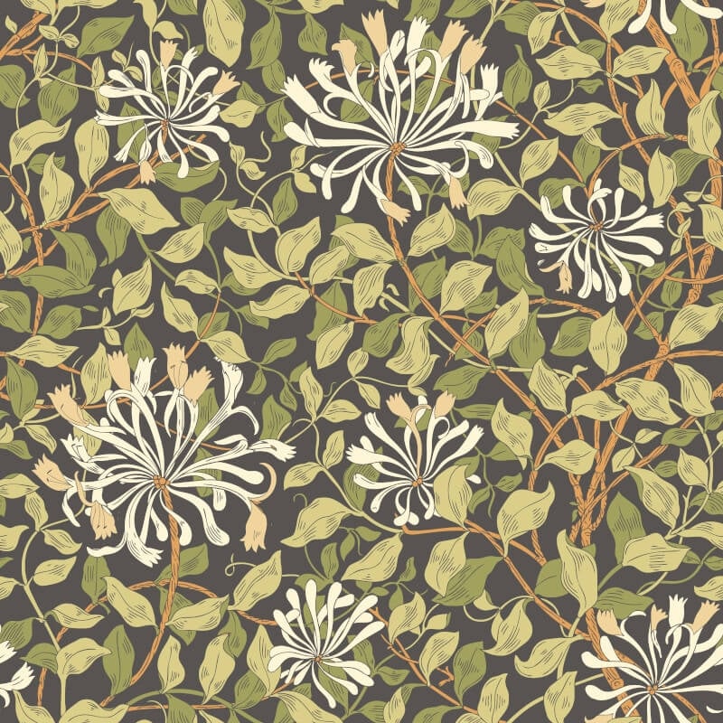 Honeysuckle Leaf Trail Wallpaper - Chalkboard - Hoopla Walls - HWA1086WWallpaper199