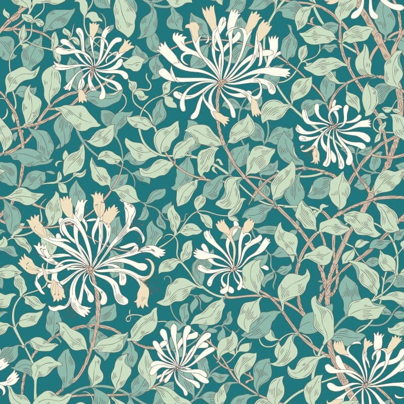 Honeysuckle Leaf Trail Wallpaper - Dark Jade - Hoopla Walls - HWA1082WWallpaper199
