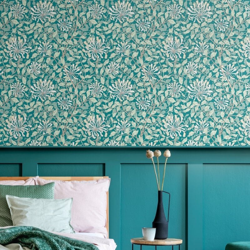 Honeysuckle Leaf Trail Wallpaper - Dark Jade - Hoopla Walls - HWA1082WWallpaper199