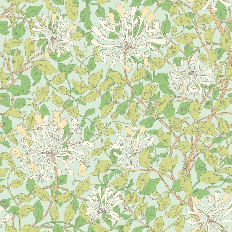 Honeysuckle Leaf Trail Wallpaper - Duckegg Blue - Hoopla Walls - HWA1077WWallpaper199