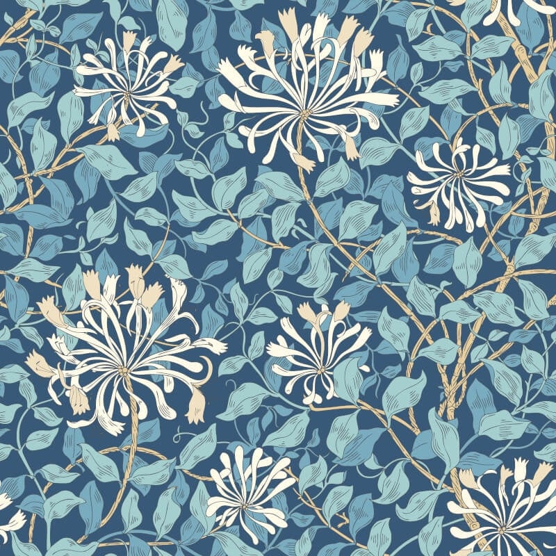 Honeysuckle Leaf Trail Wallpaper - Navy Blue - Hoopla Walls - HWA1083WWallpaper199