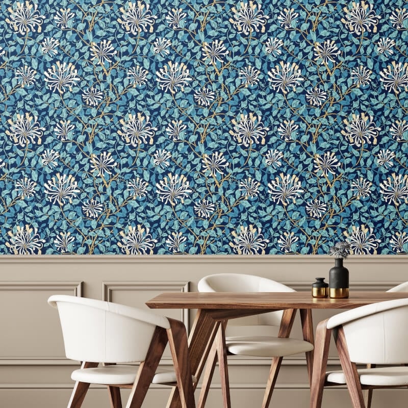 Honeysuckle Leaf Trail Wallpaper - Navy Blue - Hoopla Walls - HWA1083WWallpaper199