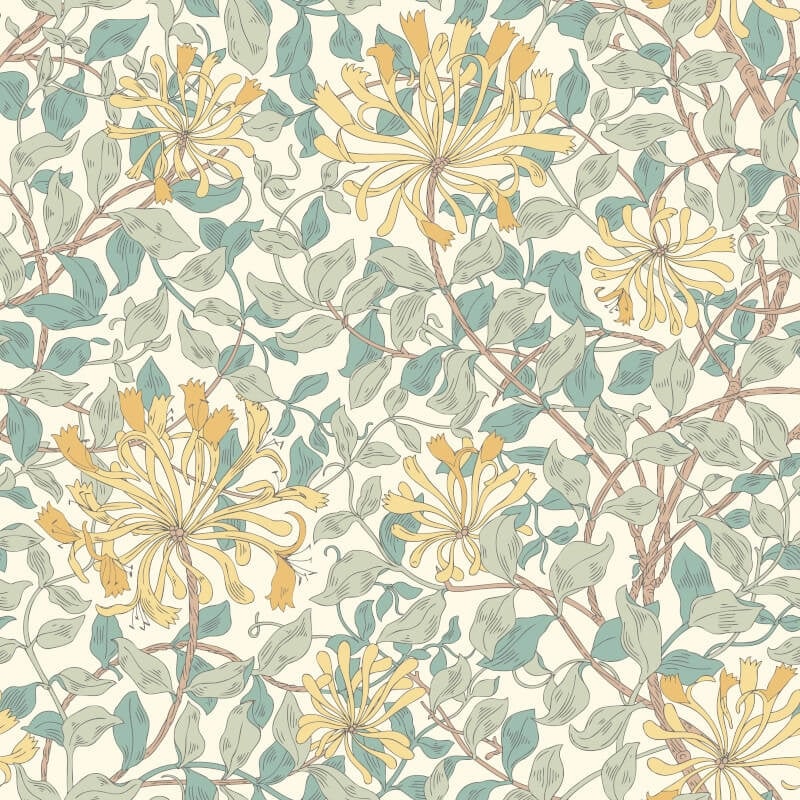 Honeysuckle Leaf Trail Wallpaper - Seafoam - Hoopla Walls - HWA1081WWallpaper199