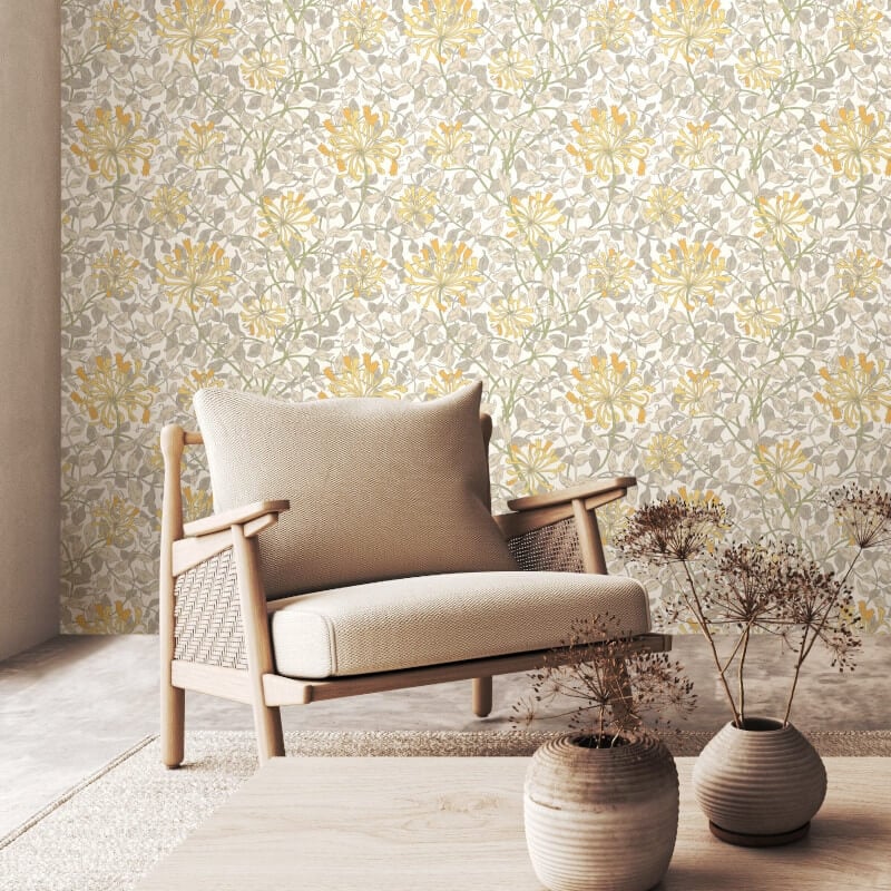 Honeysuckle Leaf Trail Wallpaper - Warm Grey - Hoopla Walls - HWA1079WWallpaper199