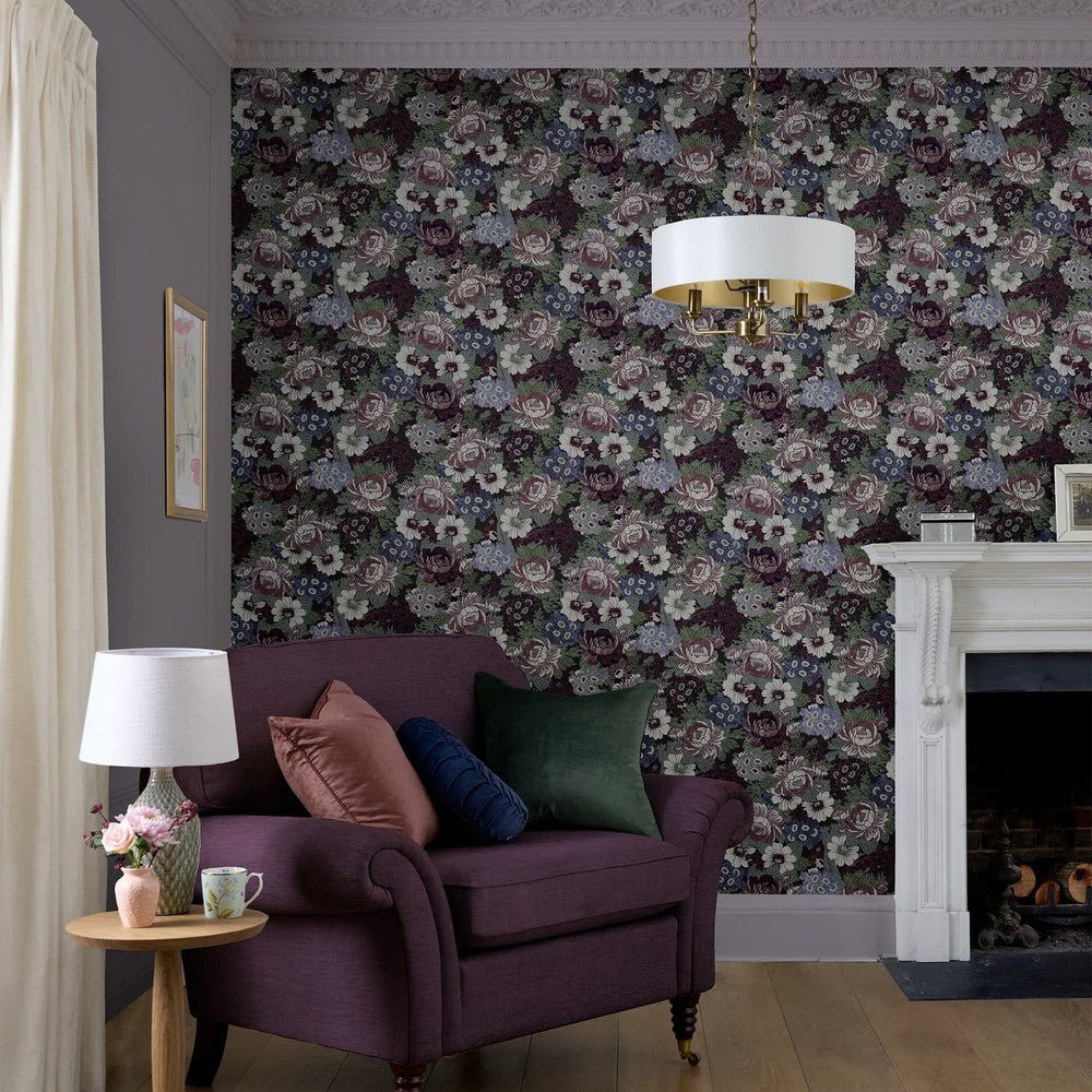 Honnington Peonies Wallpaper - Blackberry Purple - Laura Ashley - 121088Wallpaper199