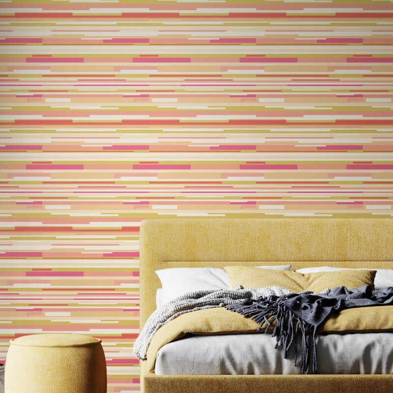 Horizontal Stripe Wallpaper - Pink/Green - Hoopla Walls - HWA1061WWallpaper199