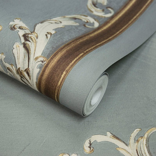 Icon Rococo Panel Wallpaper - Grey - Grandeco - 191501Wallpaper199
