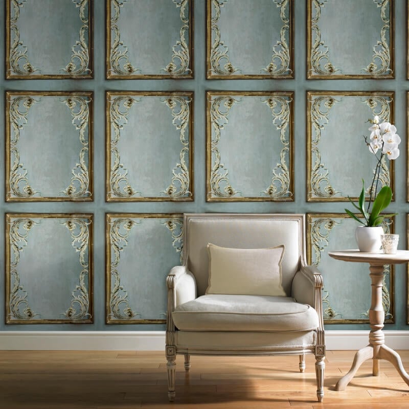 Icon Rococo Panel Wallpaper - Grey - Grandeco - 191501Wallpaper199