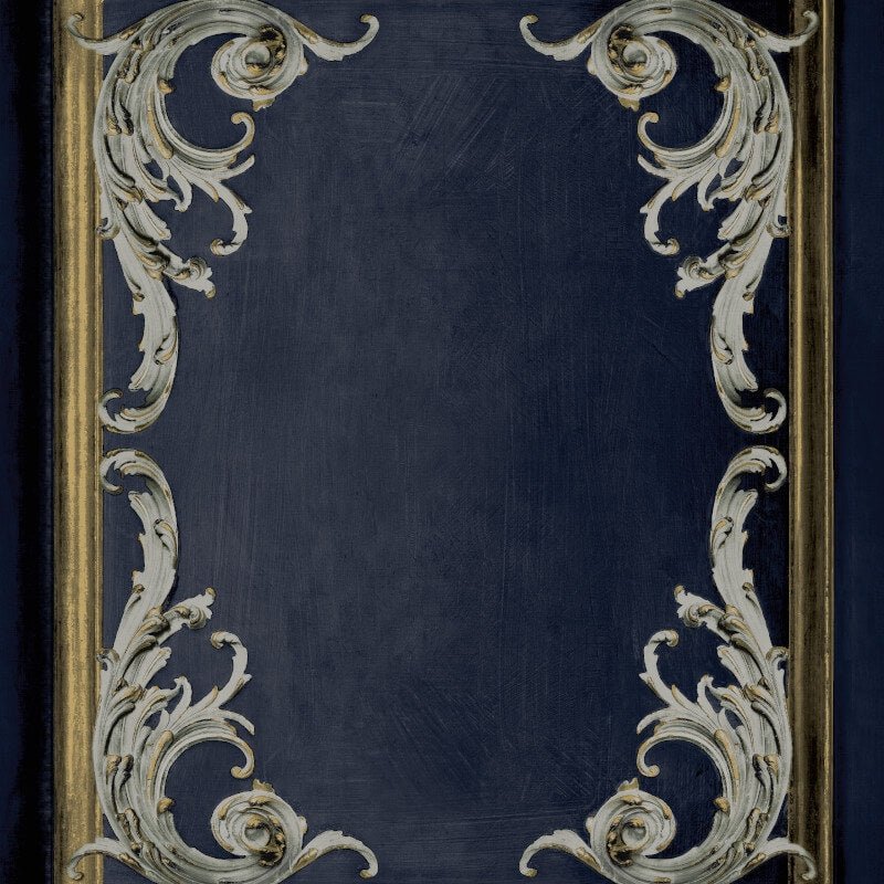 Icon Rococo Panel Wallpaper - Navy - Grandeco - 191502Wallpaper199