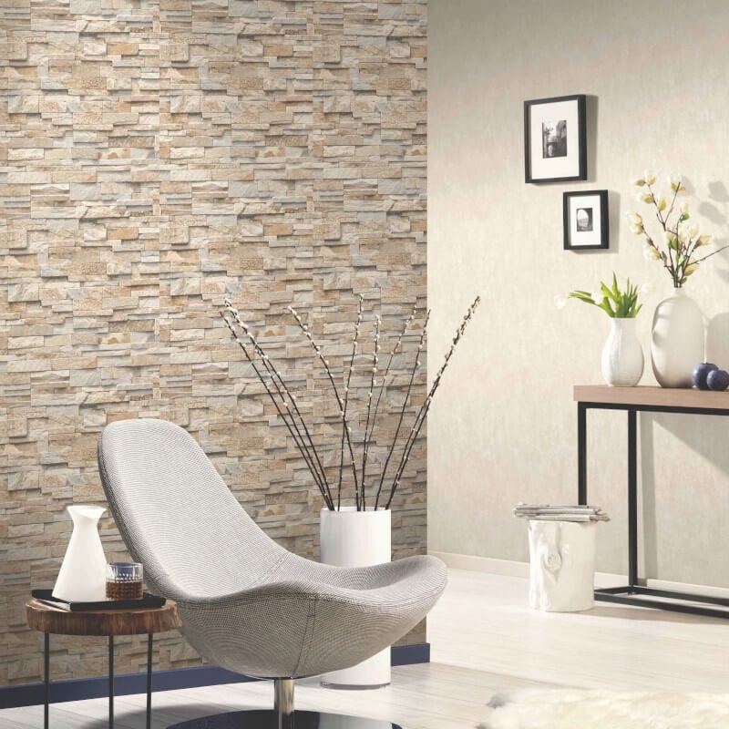 Imitations 3D Effect Brick Wall Wallpaper - Beige - Erismann - 02363 - 10Wallpaper199