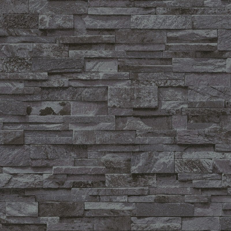 Imitations 3D Effect Brick Wall Wallpaper - Black - Erismann - 02363 - 40Wallpaper199