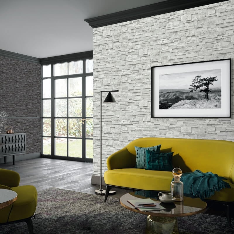 Imitations 3D Effect Brick Wall Wallpaper - Grey - Erismann - 02363 - 30Wallpaper199