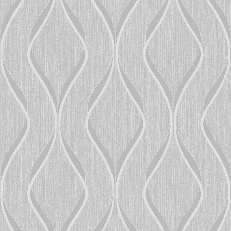 Indra Geo Wave Metallic Wallpaper - Grey/Silver - Muriva - 154112Wallpaper199