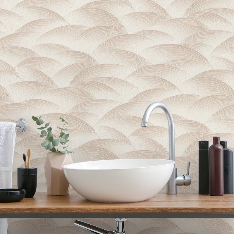 Interlocking Waves Metallic Wallpaper - Beige - Erismann - 10372 - 02Wallpaper199