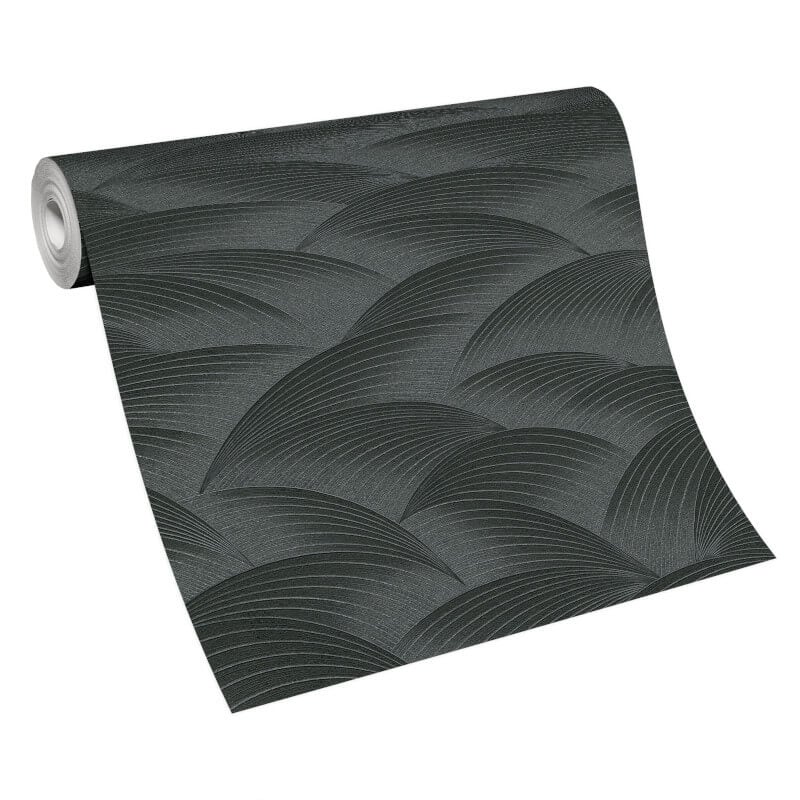 Interlocking Waves Metallic Wallpaper - Black - Erismann - 10372 - 15Wallpaper199