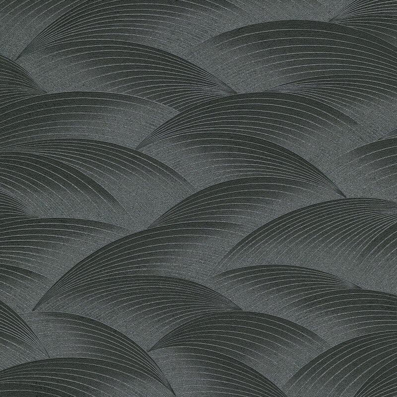 Interlocking Waves Metallic Wallpaper - Black - Erismann - 10372 - 15Wallpaper199