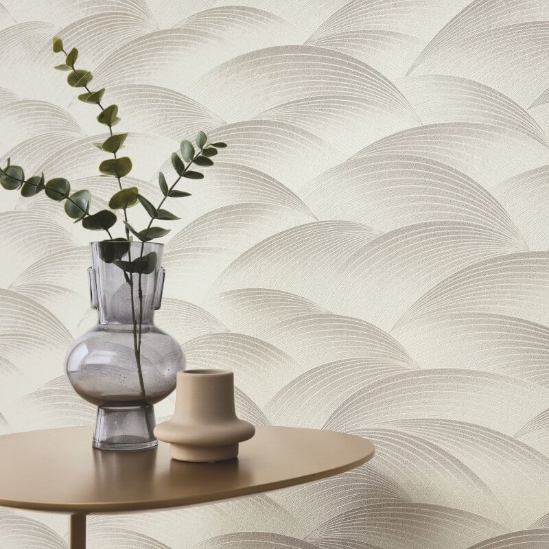 Interlocking Waves Metallic Wallpaper - Light Taupe - Erismann - 10372 - 38Wallpaper199