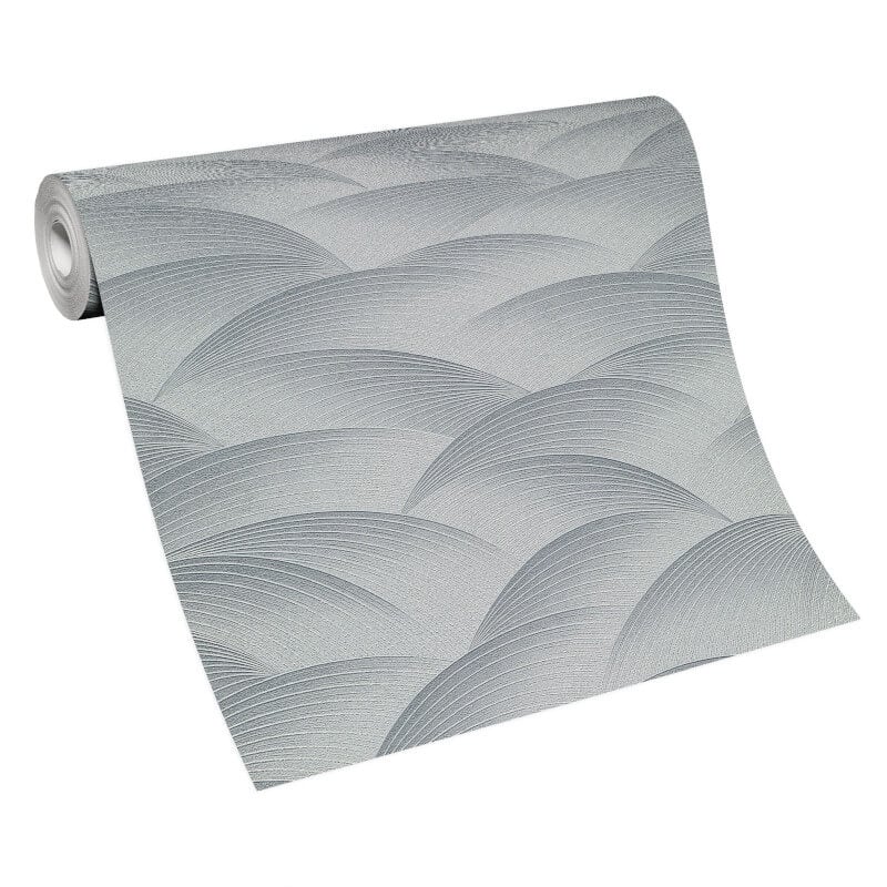 Interlocking Waves Metallic Wallpaper - Silver - Erismann - 10372 - 29Wallpaper199